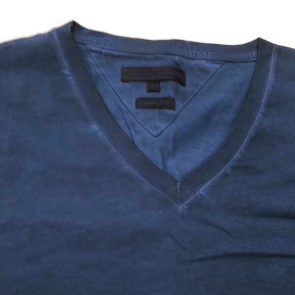 Tommy Hilfiger Garment Dyed Mens Small V-Neck Blue T-Shirt Tee - Picture 2 of 3